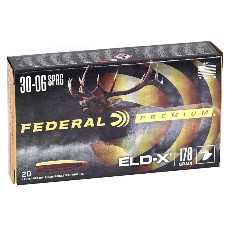 Federal Premium 30-06 Springfield Ammo 178 Grain Hornady Extremely Low Drag -X Polymer Tip - P3006ELDX1