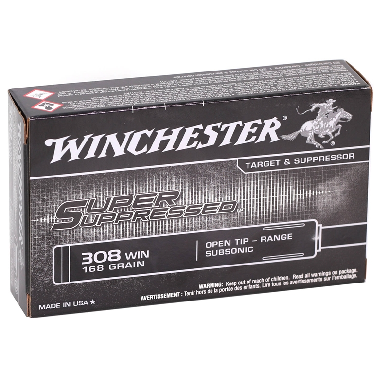 Winchester Super Suppressed 308 Winchester Ammo 168 Grain Open Tip - SUP308
