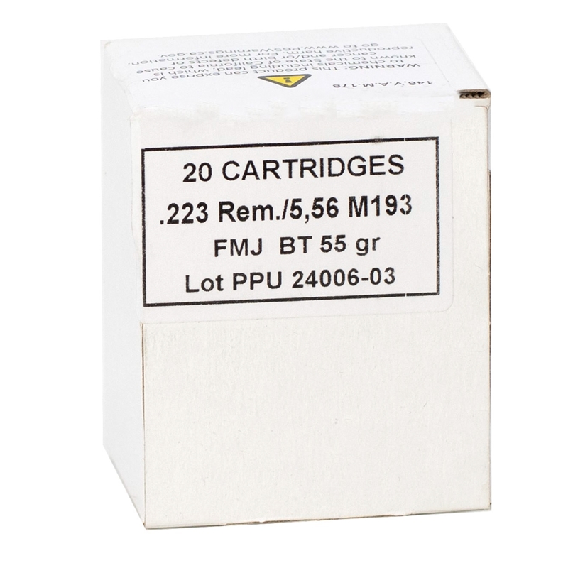 Prvi Partizan 5.56MM NATO M193 Ammo 55 Grain Full Metal Jacket Boat Tail - PPRM5561B