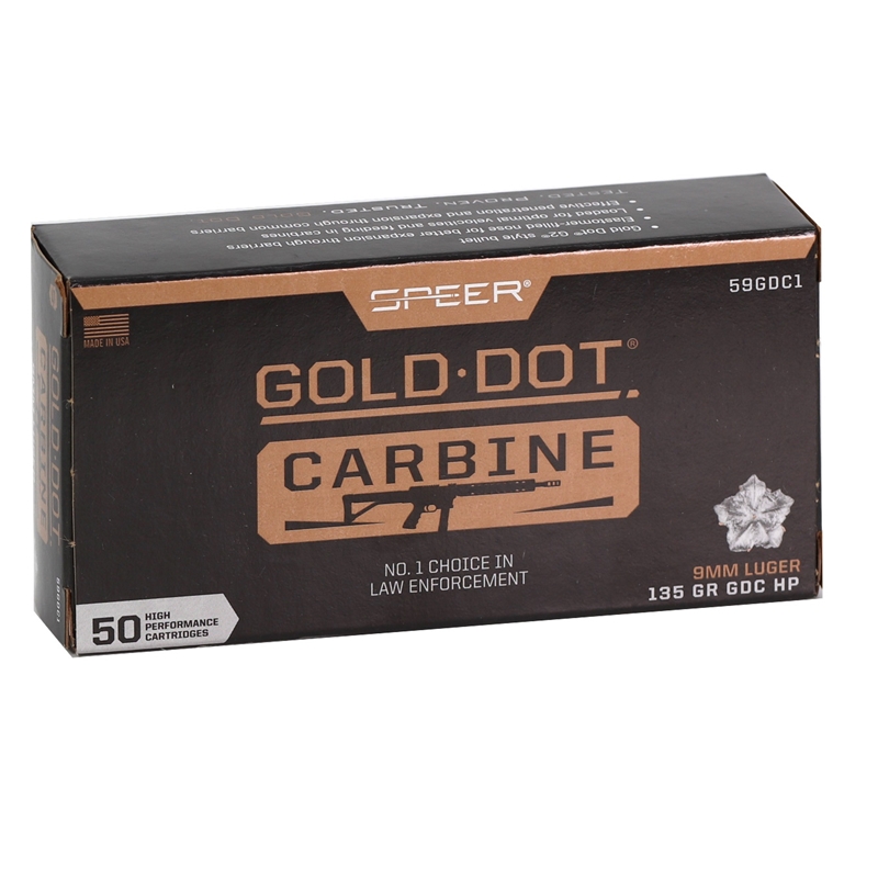 Speer Gold Dot G2 Carbine 9mm Ammo 135 Grain Jacketed Hollow Point - 59GDC1