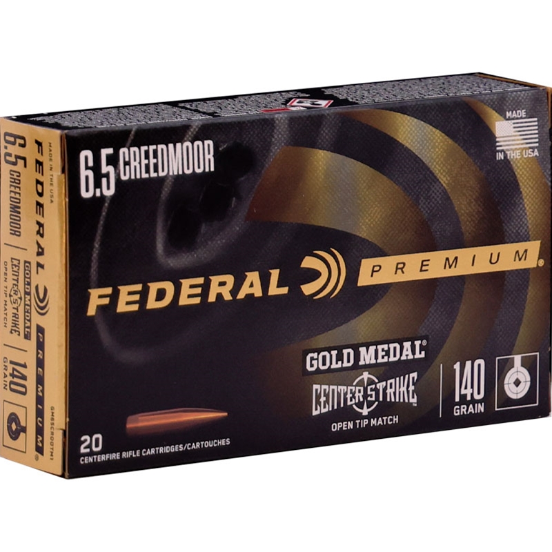 Federal Premium Gold Medal Centerstrike 6.5 Creedmoor Ammo 140 Grain Open Tip Match - GM65CRDOTM1