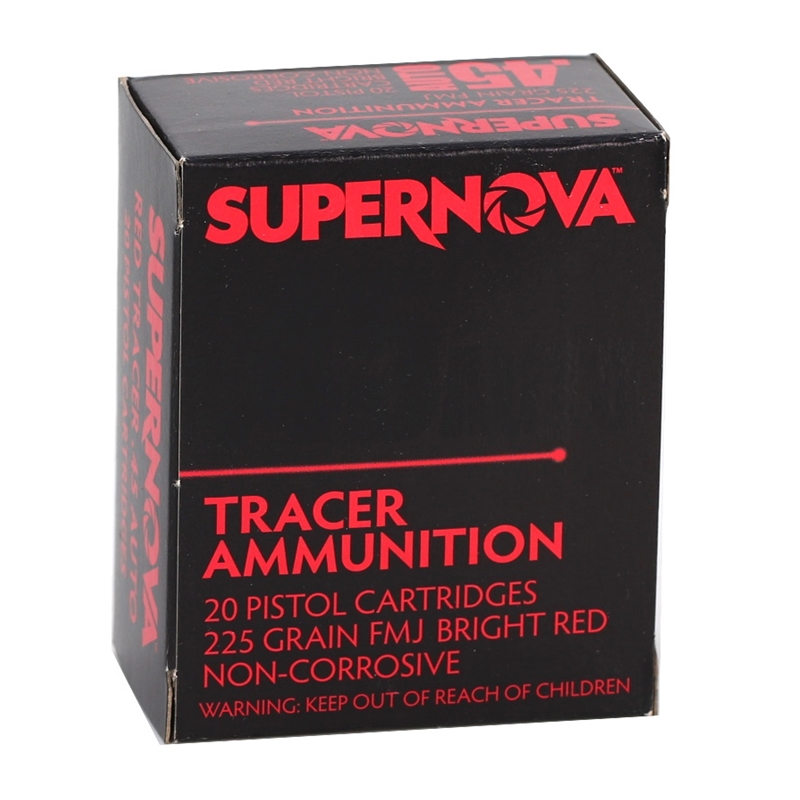 Supernova 45 ACP AUTO Red Tracer Ammo 225 Grain Full Metal Jacket - PMSN45ACR