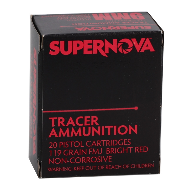 Supernova Red Tracer 9mm Ammo 119 Grain Full Metal Jacket - PMSN9MMR