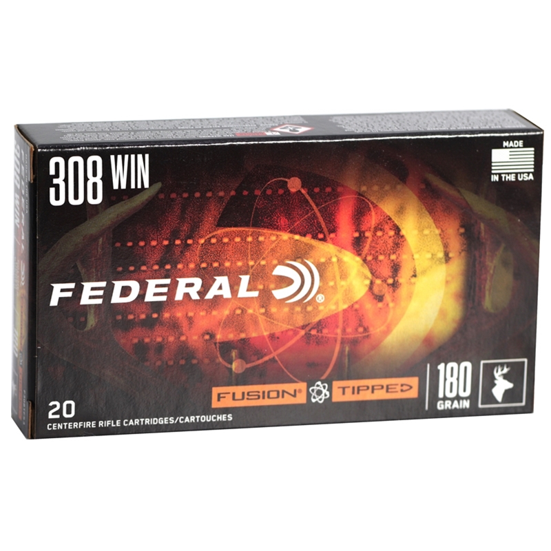 Federal Fusion Tipped .308 Winchester Ammo 180 Grain Polymer Tipped Bonded Boat Tail - F308TFS3