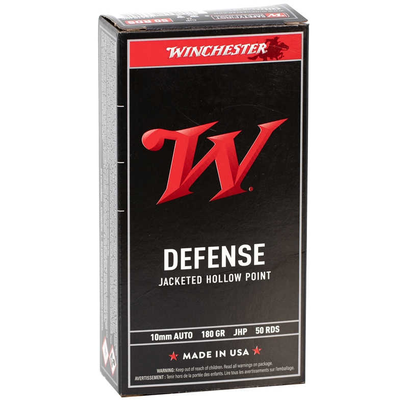 Winchester Defense 10mm Ammo 180 Grain Jacketed Hollow Point - USA10JHP