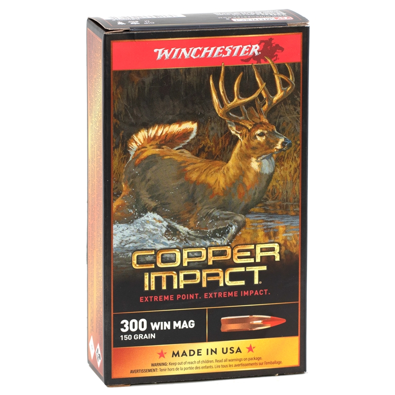 Winchester Copper Impact 300 Winchester Magnum Ammo 150 Grain Polymer Tip - X300CLF