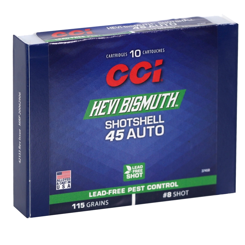 CCI HEVI‑Bismuth 45 ACP AUTO Ammo 115 Grain #8 Shotshell - 3745B