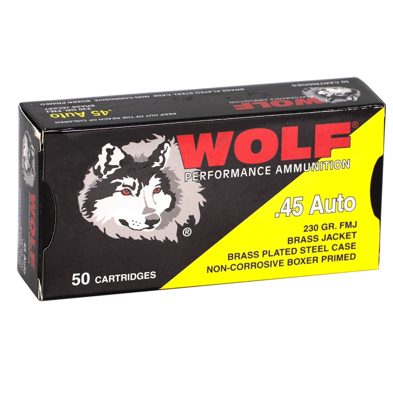 Wolf Performance 45 ACP AUTO Ammo 230 Grain Full Metal Jacket - 45CWFMJ