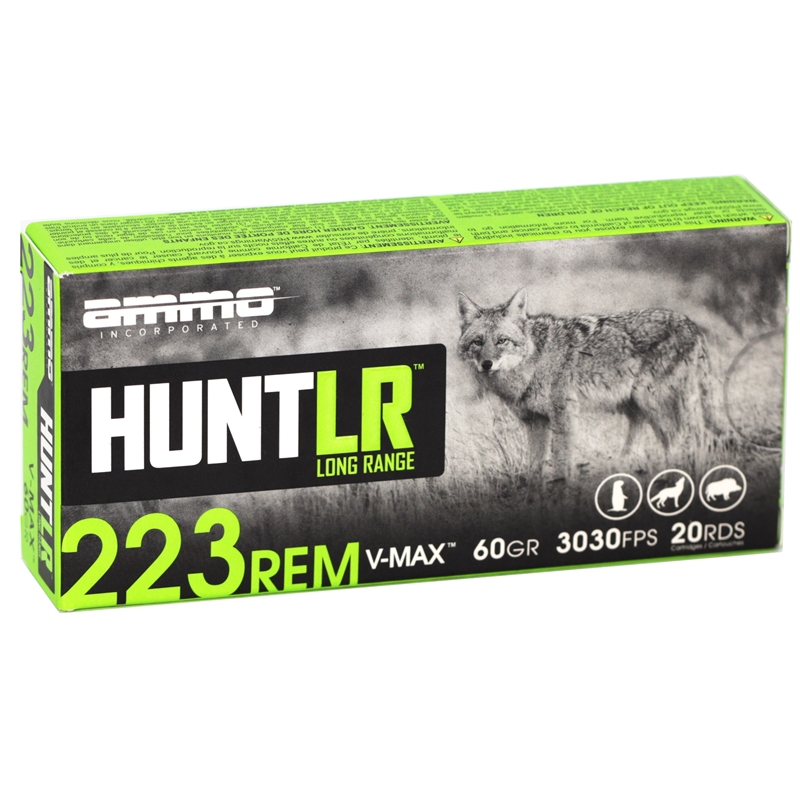 Ammo Inc Hunt LR 223 Ammo 60 Grain V-Max Polymer Tip - 223060VMX-A20