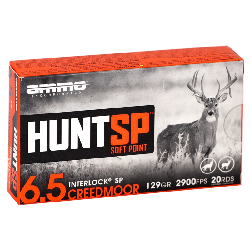Ammo Inc Hunt SP 6.5 Creedmoor Ammo 129 Grain InterLock Soft Point