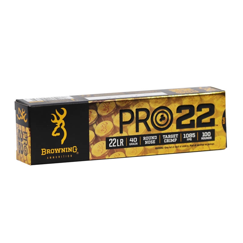 Browning PRO 22 Long Rifle Ammo 40 Grain Lead Round Nose - B194122101