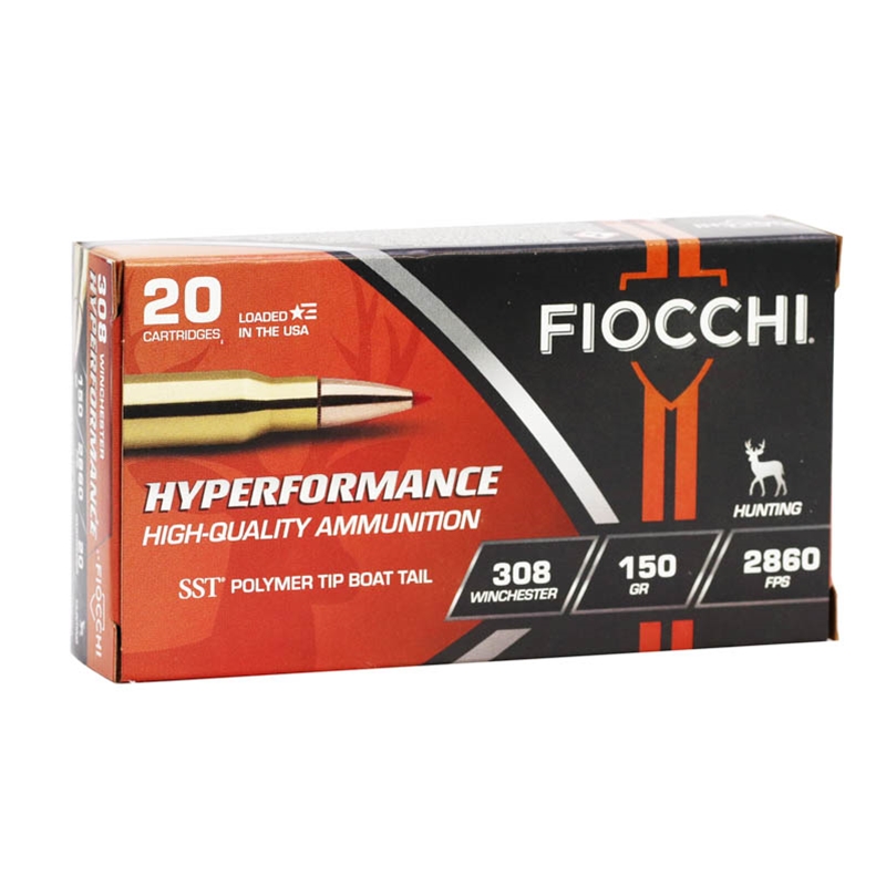 Fiocchi Hyperformance 308 Winchester Ammo 150 Grain SST Polymer Tip Boat Tail - 308HSA