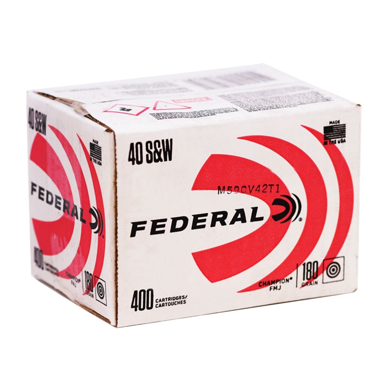 Federal Champion Training 40 S&W Ammo 180 Grain Full Metal Jacket Case of 400 - C40180A400