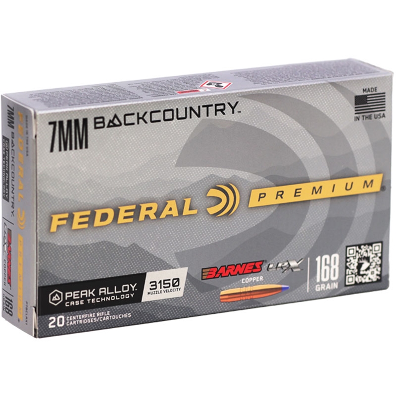 Federal Premium 7mm Backcountry Ammo 168 Grain Peak Alloy Steel Case - P7BCLRX1