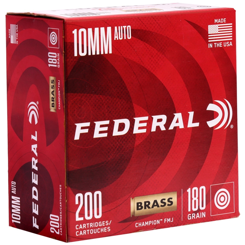 Federal Champion Training 10mm AUTO Ammo 180 Grain Full Metal Jacket 200 Rounds - WM52212