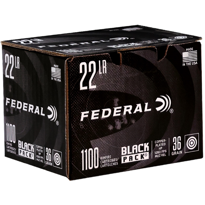 Federal Black Pack 22 Long Rifle Ammo 36 Grain Copper Plated Hollow Point - BF750