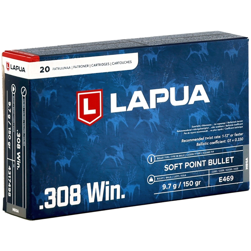 Lapua 308 Winchester Ammo 150 Grain Mega Soft Point - 4317498