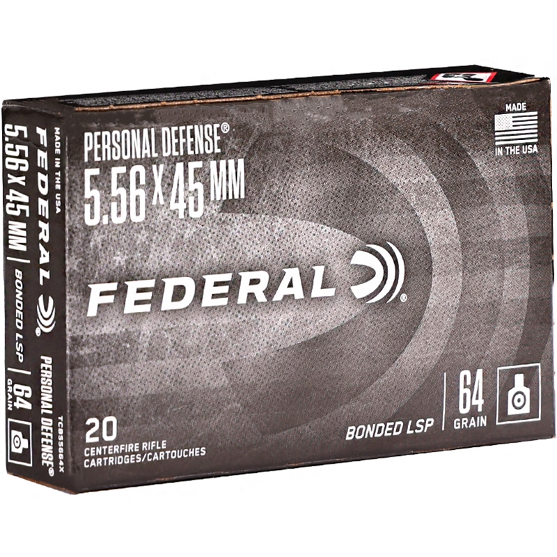 Federal Personal Defense 5.56x45mm NATO Ammo 64 Grain Bonded Soft Point - TCB55664X