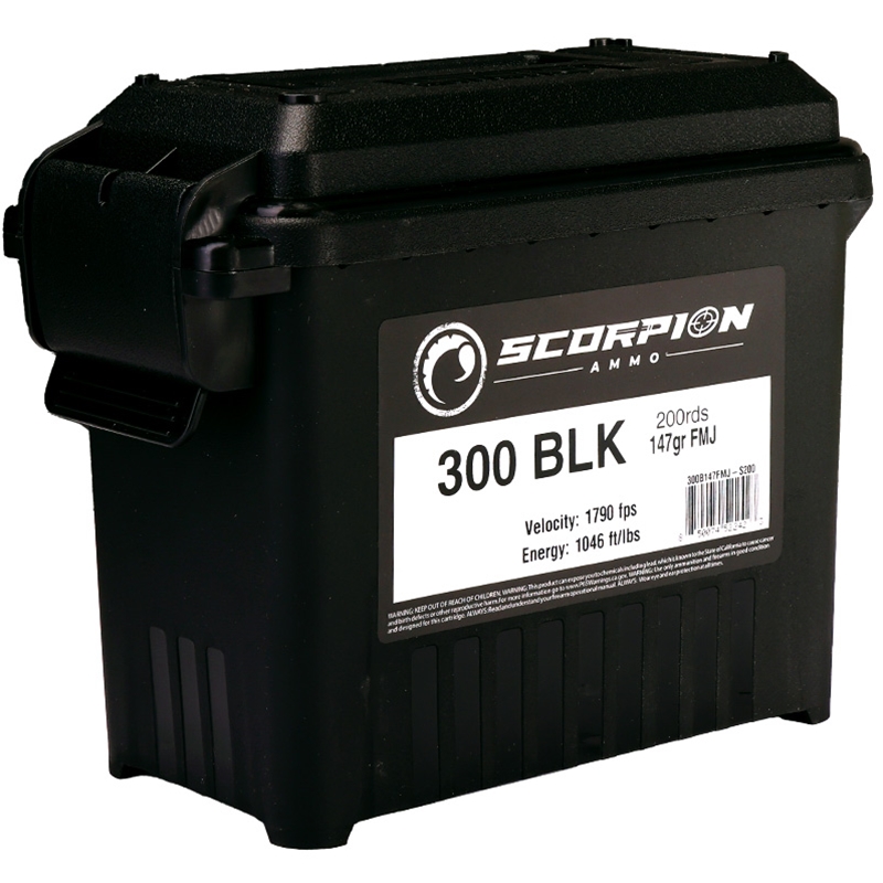 Scorpion 300 Blackout Ammo 147 Grain Full Metal Jacket Value Pack - 300B147FMJ-S200