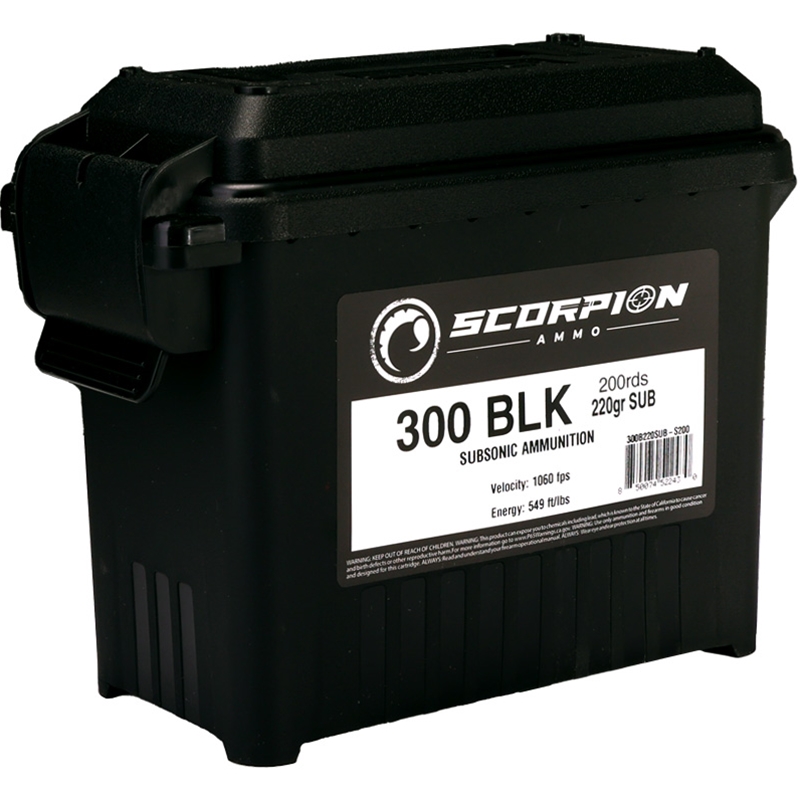 Scorpion 300 Blackout Ammo 220 Grain Full Metal Jacket (Subsonic) Value Pack - 300B220SUB-S200