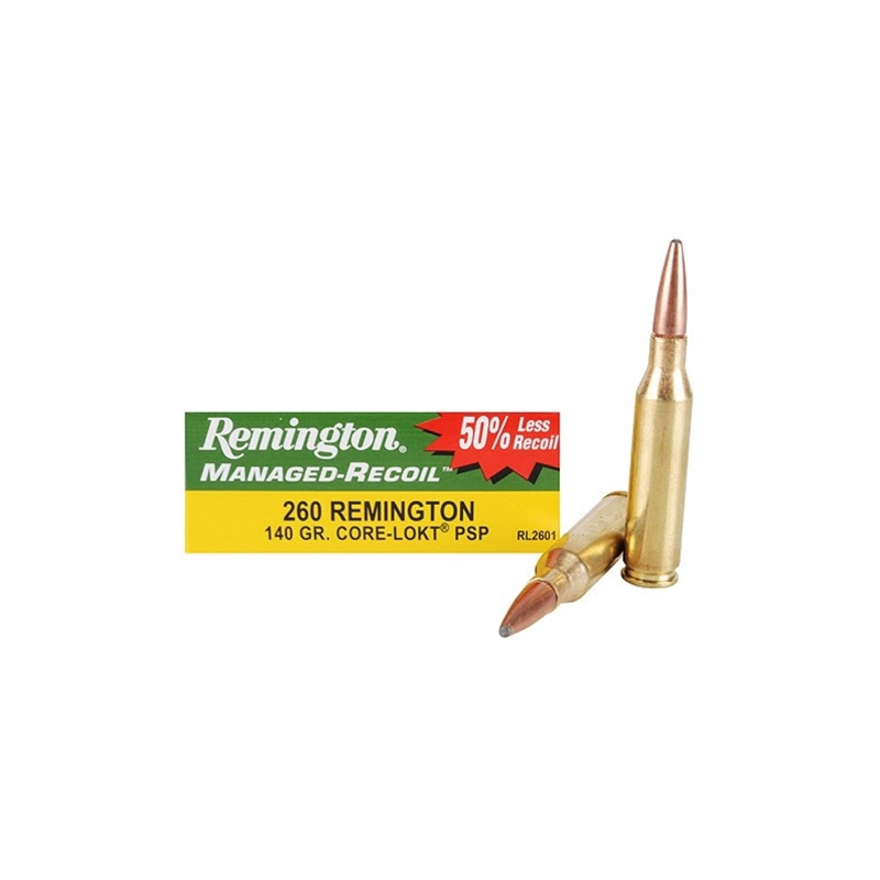 Remington Managed Recoil 260 Remington Ammo 140 Grain Core-Lokt Pointed Soft Point - 27610
