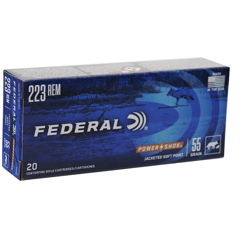 Federal Power-Shok 223 Remington Ammo 55 Grain SP