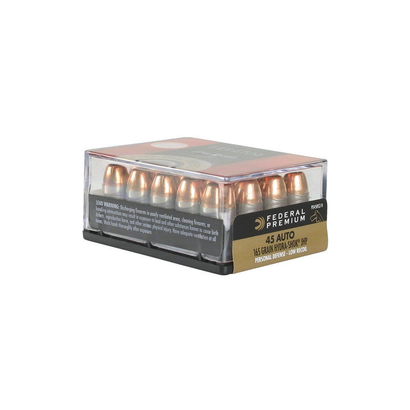 Federal Personal Defense 45 ACP AUTO Ammo 165 Gr Hydra-Shok JHP