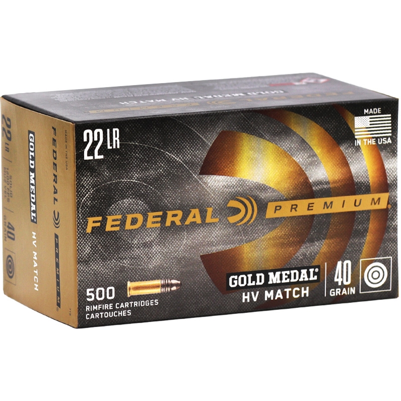 Federal Gold Medal 22 Long Rifle Ammo 40 Grain Lead Round Nose - 719