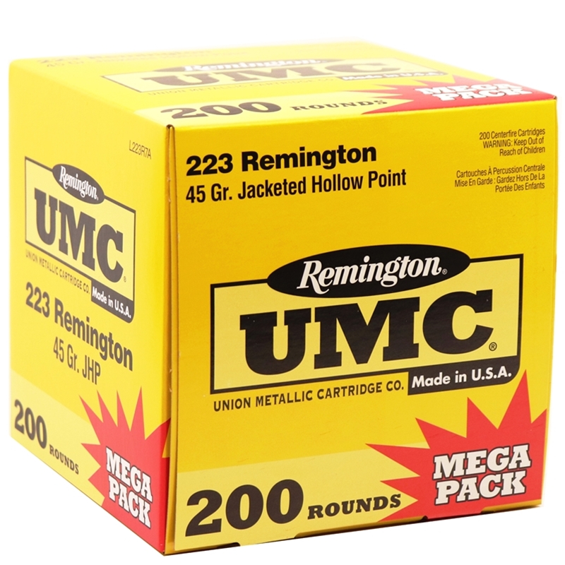 Remington UMC 223 Remington Ammo 45 Grain JHP Mega Pack
