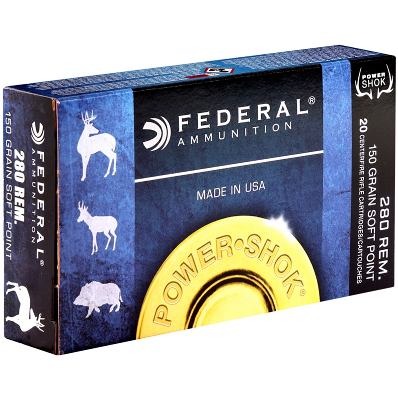 Federal Power-Shok 280 Remington Ammo 150 Grain Jacketed Soft Point - 280B