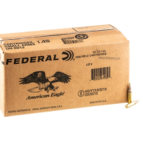 Federal American Eagle 5.56mm NATO Ammo 62 Grain Full Metal Jacket