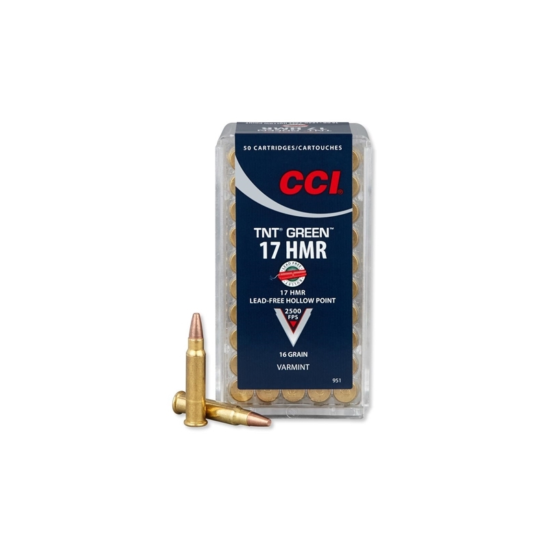 CCI 17 HMR Ammo 16 Grain Speer TNT Green Hollow Point Lead Free