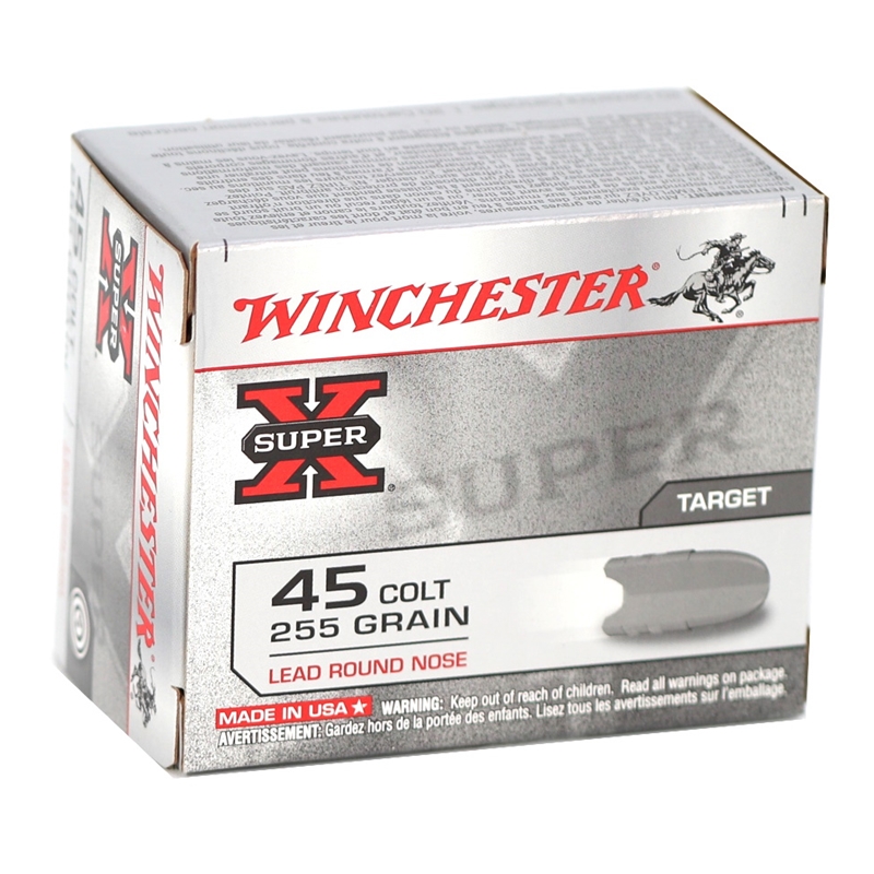 Winchester Super-X 45 Long Colt Ammo 255 Grain Lead Round Nose - X45CP2