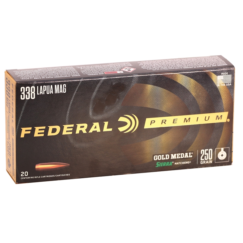 Federal Gold Metal 338 Lapua Magnum Ammo 250 Grain SMKHP