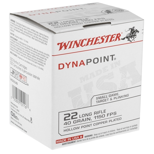 Winchester Dynapoint 22 Long Rifle 40 Gr Plated Lead Hollow Point