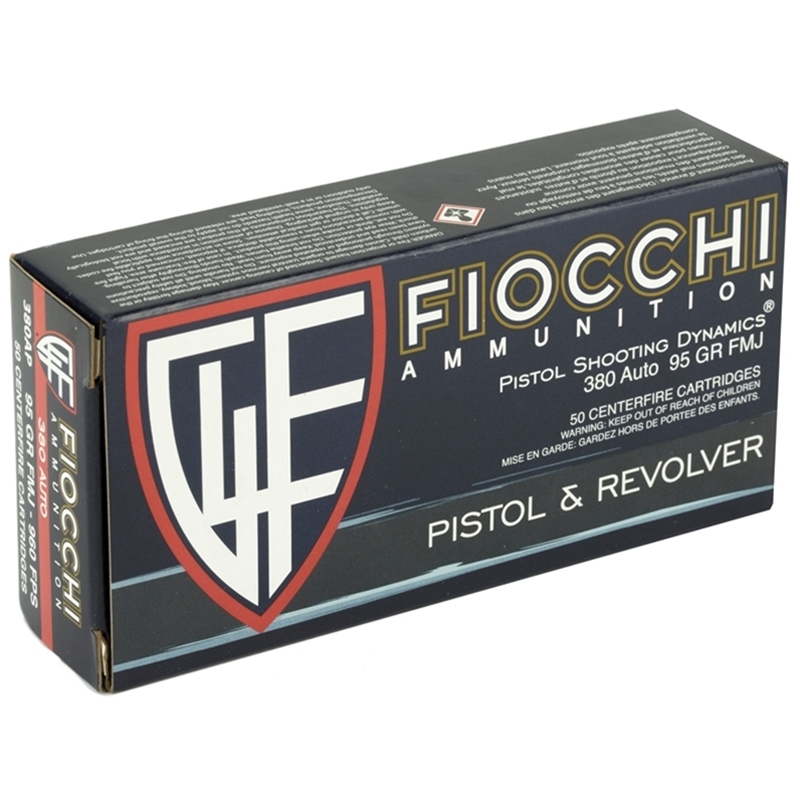 Fiocchi Shooting Dynamics 380 ACP AUTO Ammo 95 Grain Full Metal Jacket