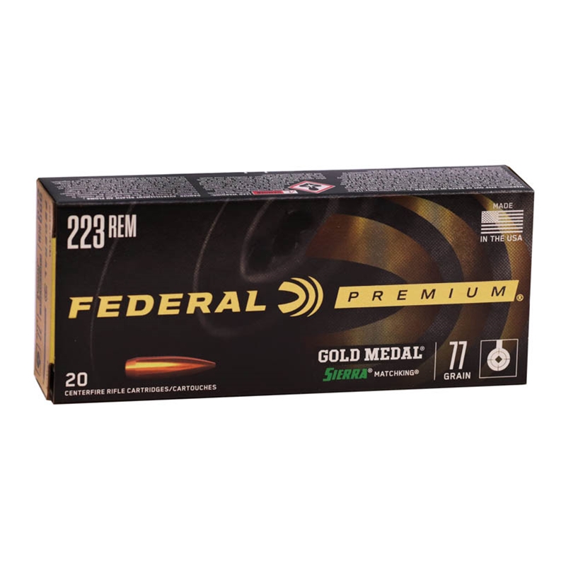 Federal Gold Medal 223 Ammo 77 Grain Sierra MatchKing Hollow Point
