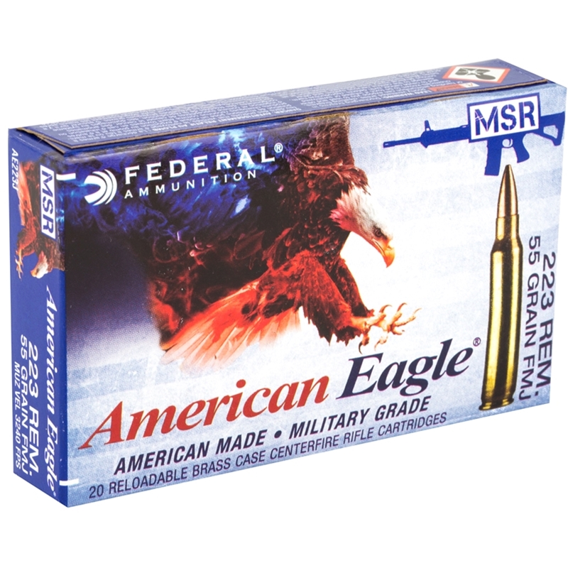 Federal American Eagle Tactical 223 Remington Ammo 55 Grain FMJ