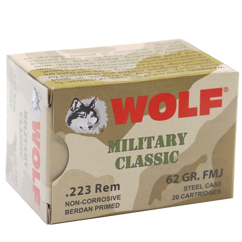 Wolf MC 223 Remington Ammo 62 Grain FMJ Steel Case