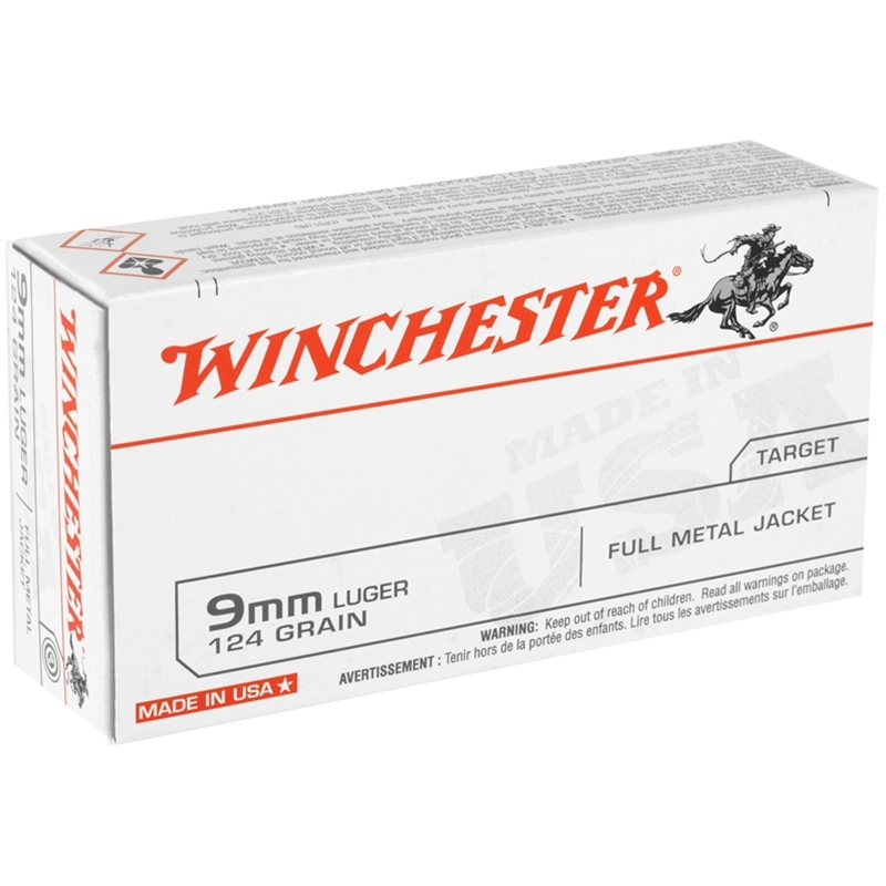 Winchester USA 9mm Luger Ammo 124 Grain Full Metal Jacket