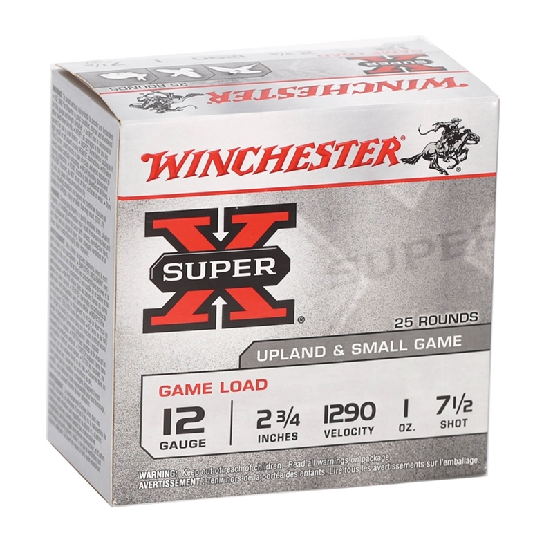 Winchester Super-X Game Load 12 Gauge Ammo 2-3/4" 1 oz #7-1/2 Shot 250 Rounds