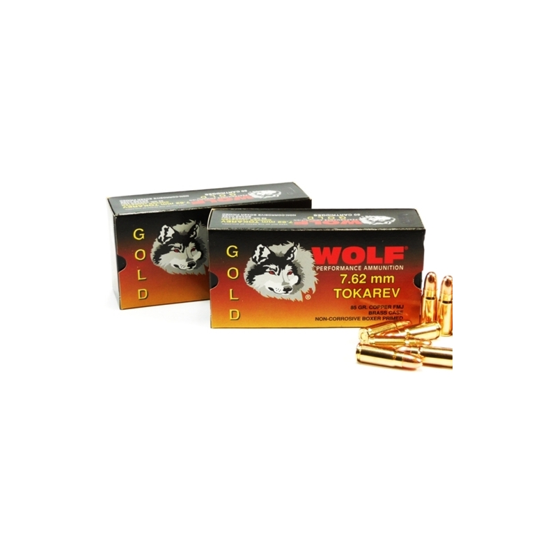 Wolf Gold 7.62x25mm Tokarev Ammo 85 Grain Full Metal Jacket