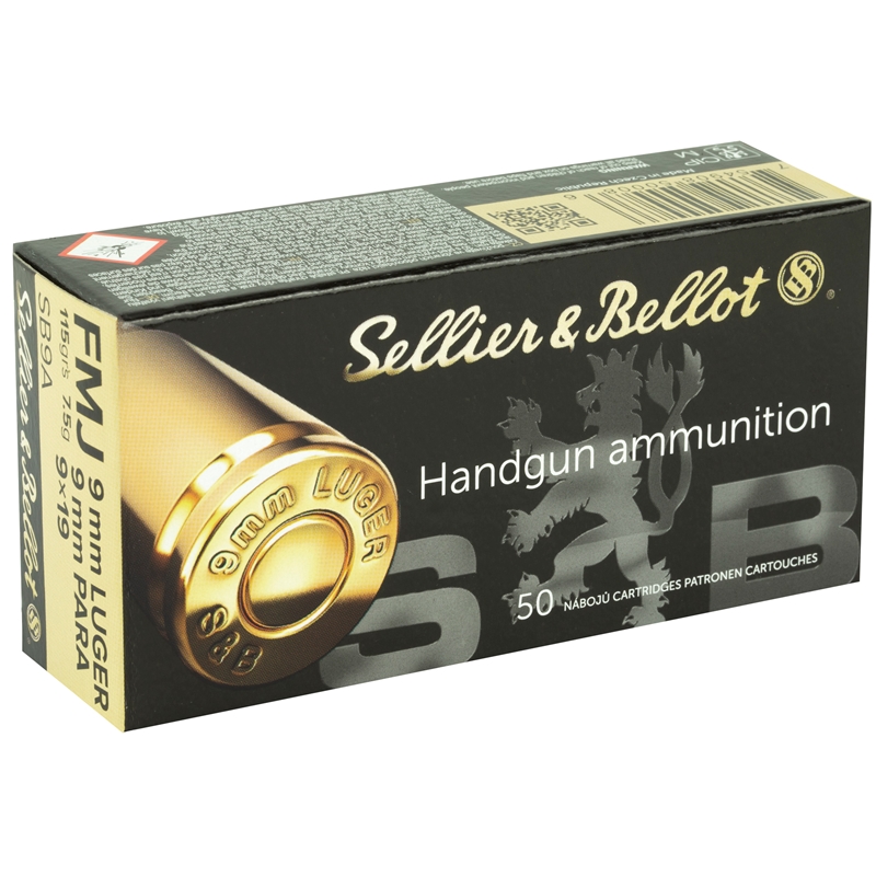 Sellier & Bellot 9mm Luger Ammo 115 Grain FMJ