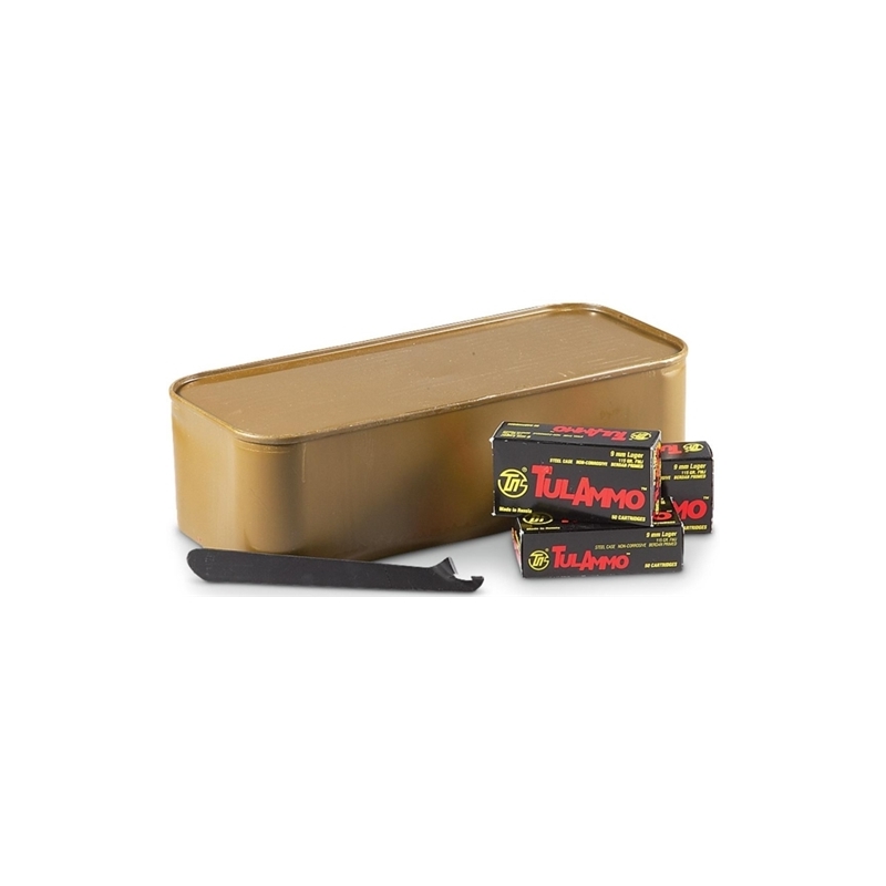 Tul 9mm Luger Ammo 115 Gr FMJ Steel Case 900 Rds in Tin