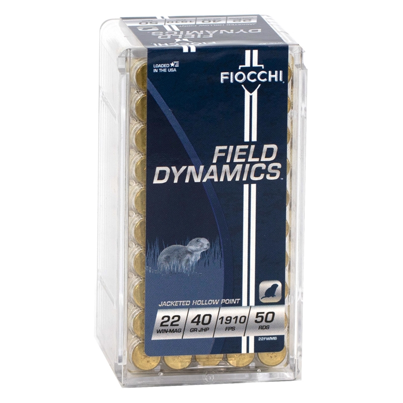 Fiocchi 22 WMR Ammo 40 Grain Jacketed Hollow Point