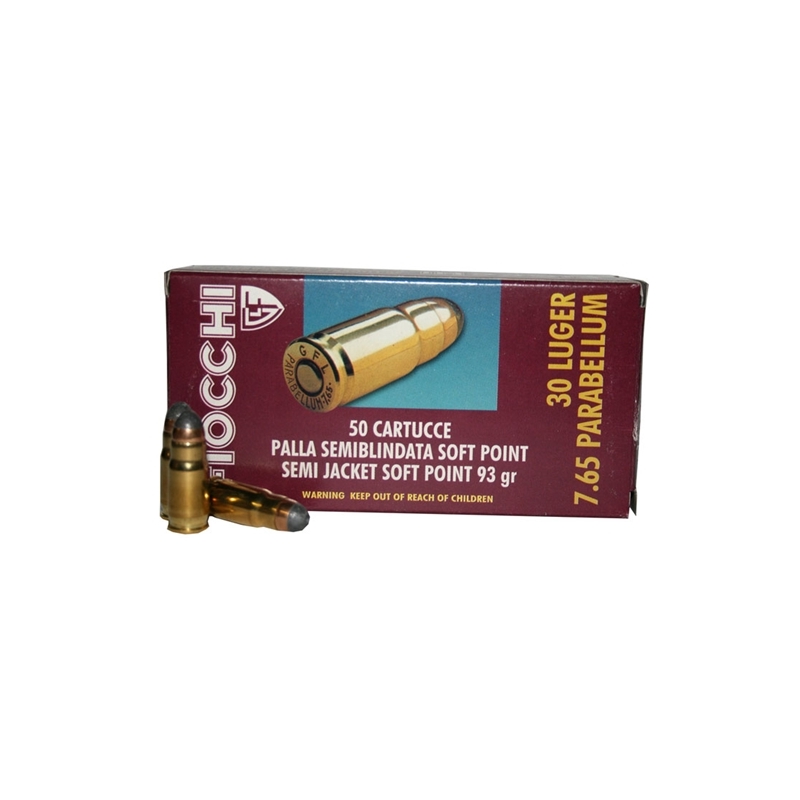 Fiocchi 30 Luger Ammo 93 Grain Jacketed Soft Point