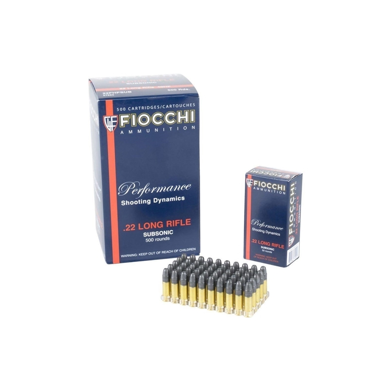 Fiocchi 22 Long Rifle Ammo 40 Grain Subsonic Hollow Point