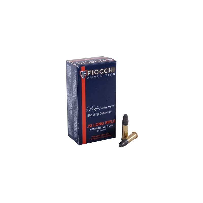 Fiocchi 22 Long Rifle Ammo 40 Grain Plated Lead Round Nose