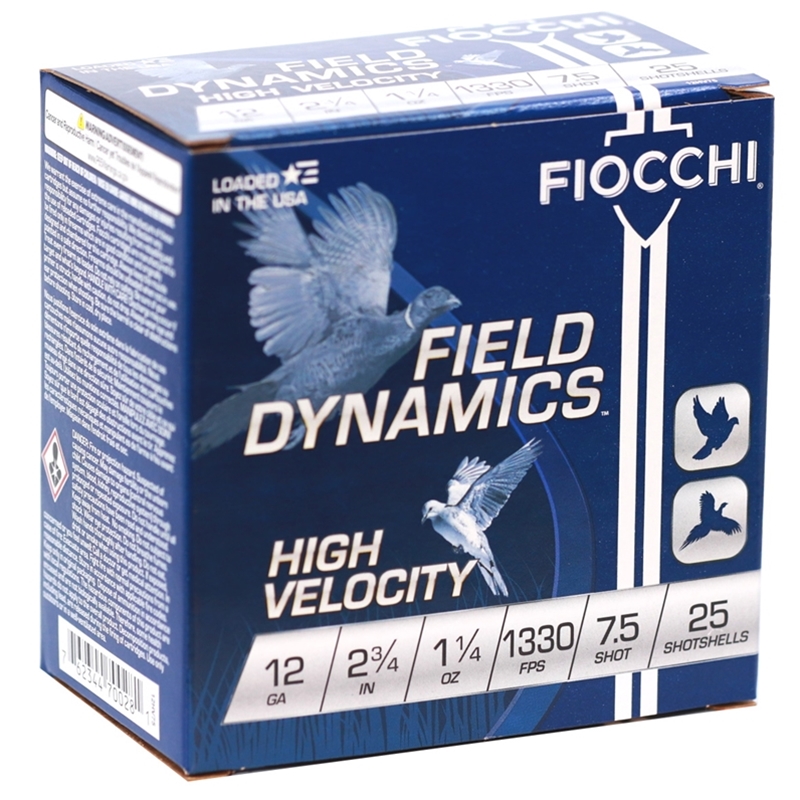 Fiocchi High Velocity 12 Gauge Ammo 2 3/4 1 1/4oz #7.5 Lead Shot