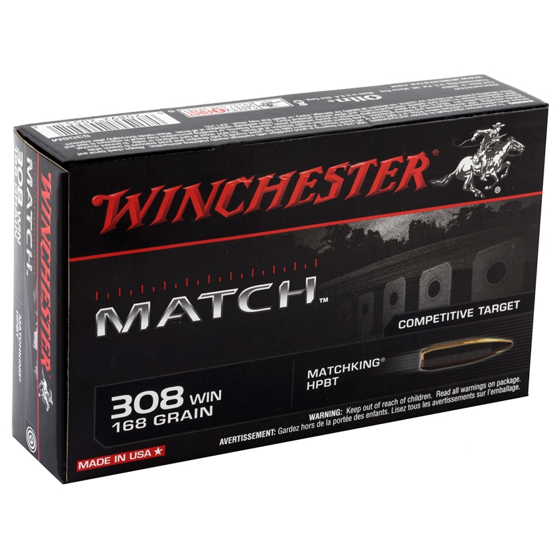 Winchester Supreme Match 308 Winchester 168 Grain MatchKing Boat Tail Hollow Point